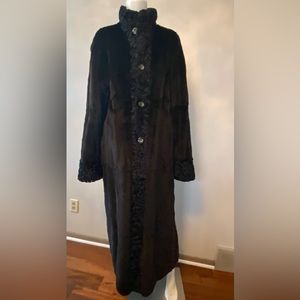 Black Mink and Leather Full Length Reversible Coat